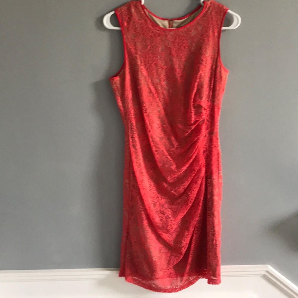 Coral Lace Vince Camuto fitted dress
